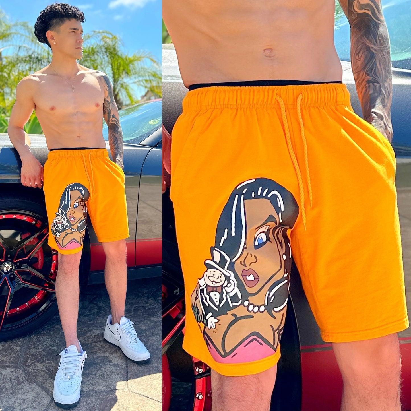 Orange Monopoly Sweatshorts