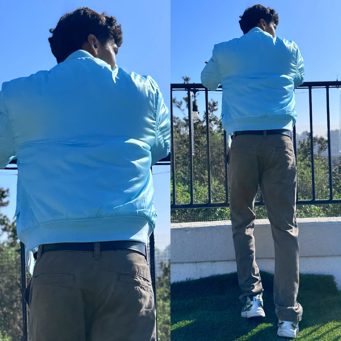 FINAL SALE! LAST ONE! Minor Scratch on Button. 1/2 OFF! Baby Blue Bomber Jacket