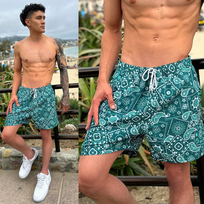 Green Bandana Board Shorts