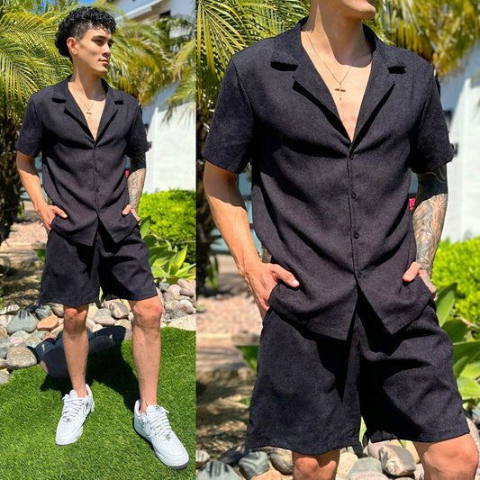 Huntington Beach Black Corduroy Button Up Shirt