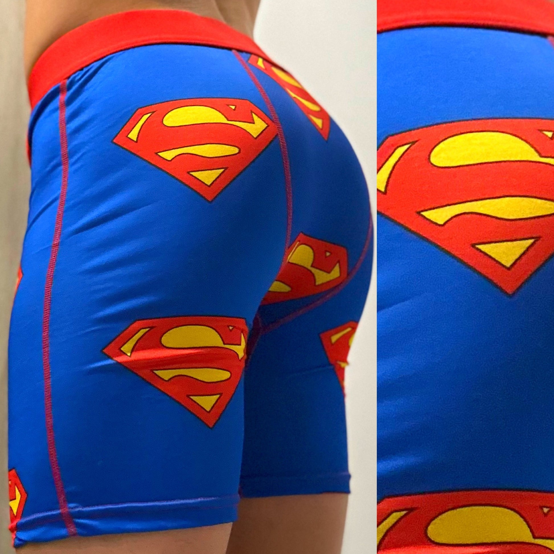 Red & Blue Superman Boxers, Back Side Close-Up 