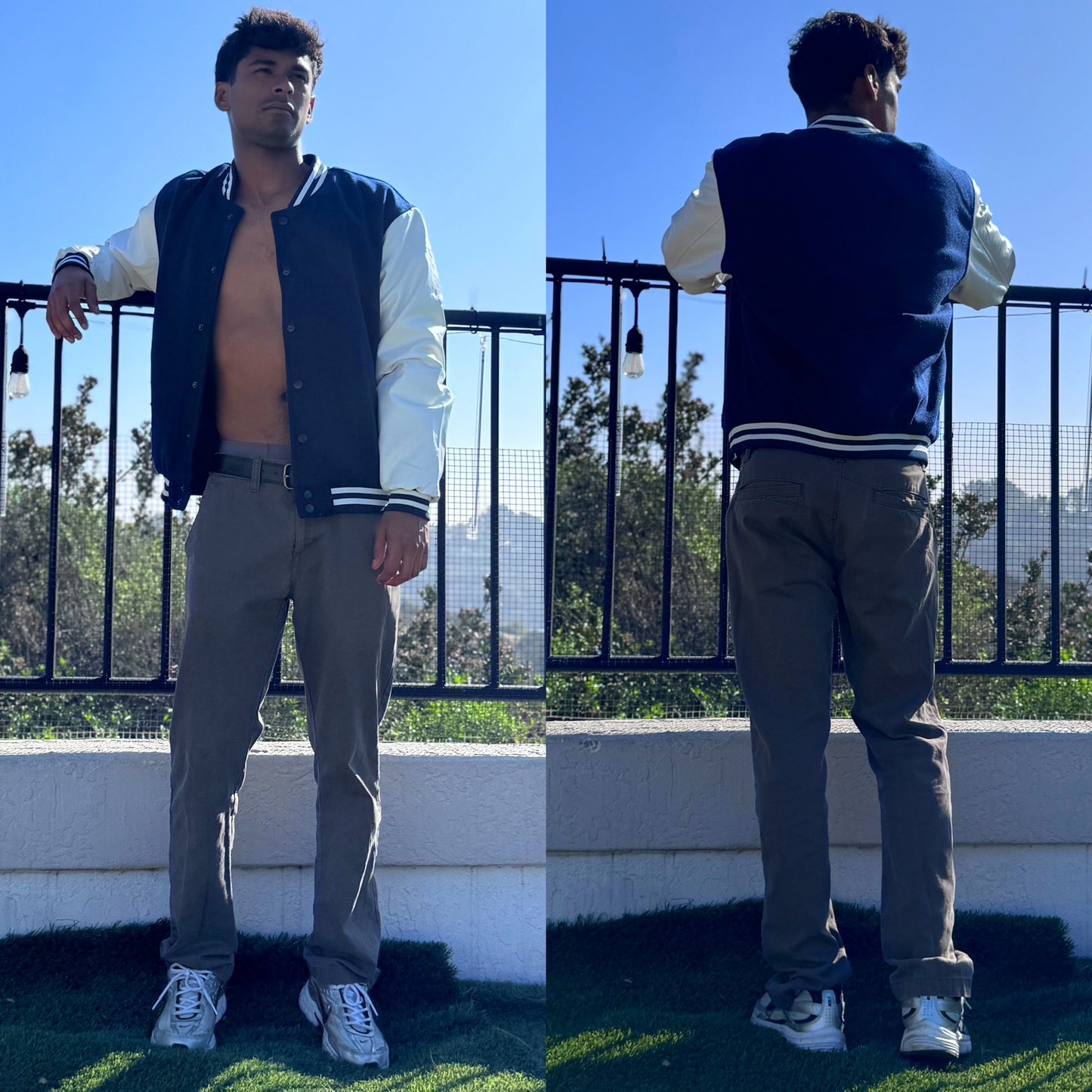 Dark Blue Varsity Letterman Jacket