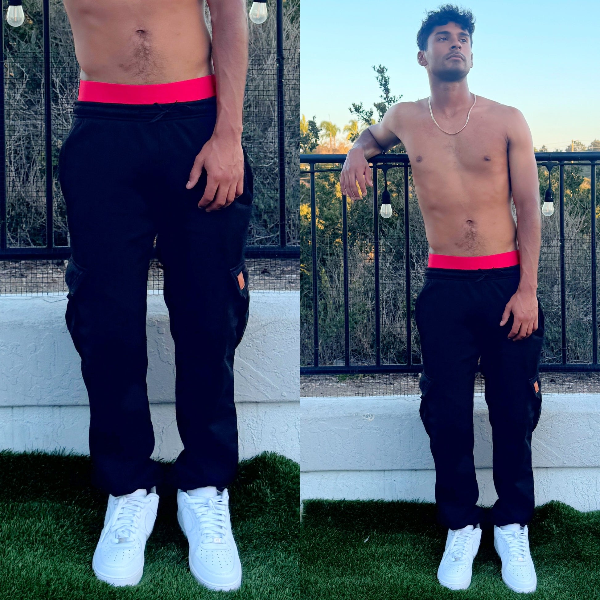 Black Cognac Brown Extra Thick Sweatshorts, front, nico shirtless male model