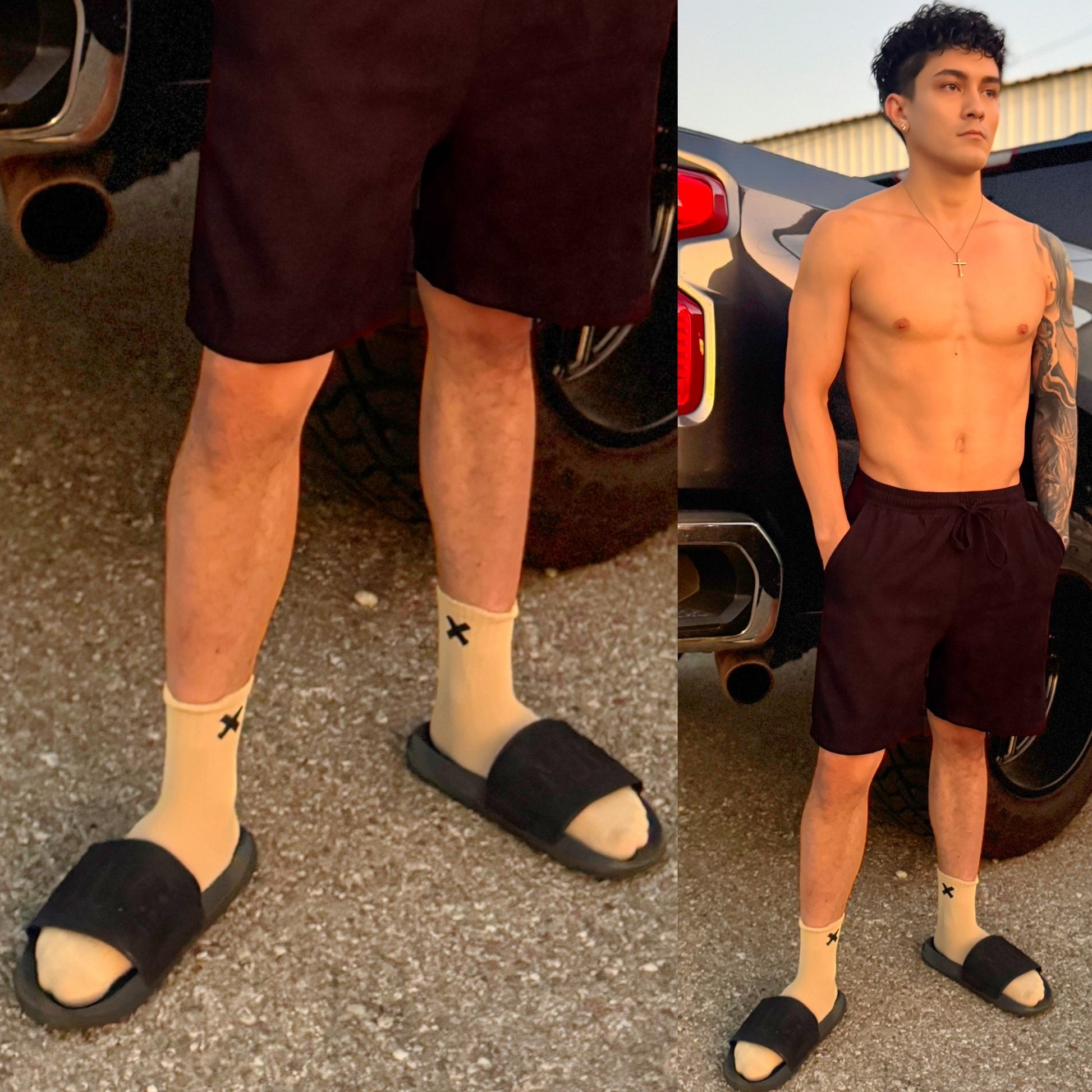 Urban X-Treme Tan Crew Socks, front side
