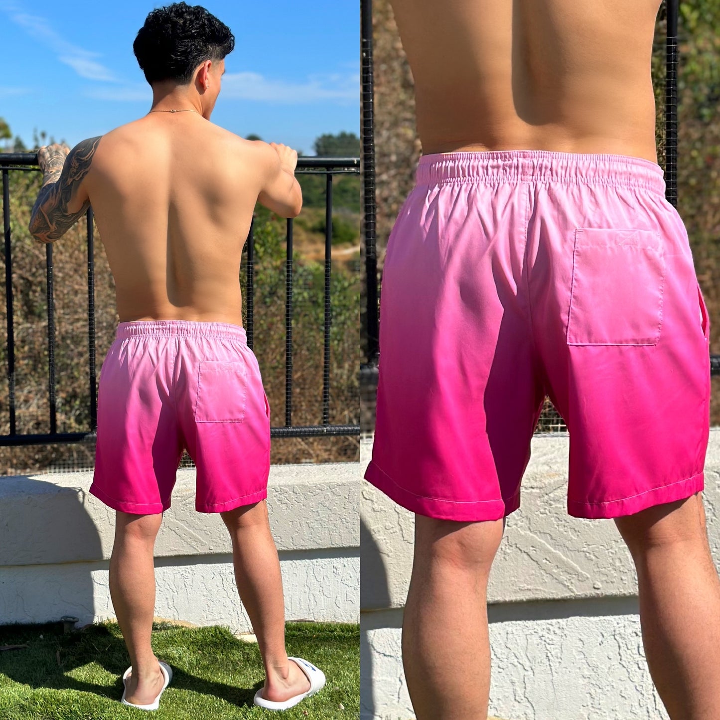 Cotton Candy Pink Ombre Board Shorts