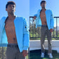 FINAL SALE! LAST ONE! Minor Scratch on Button. 1/2 OFF! Baby Blue Bomber Jacket