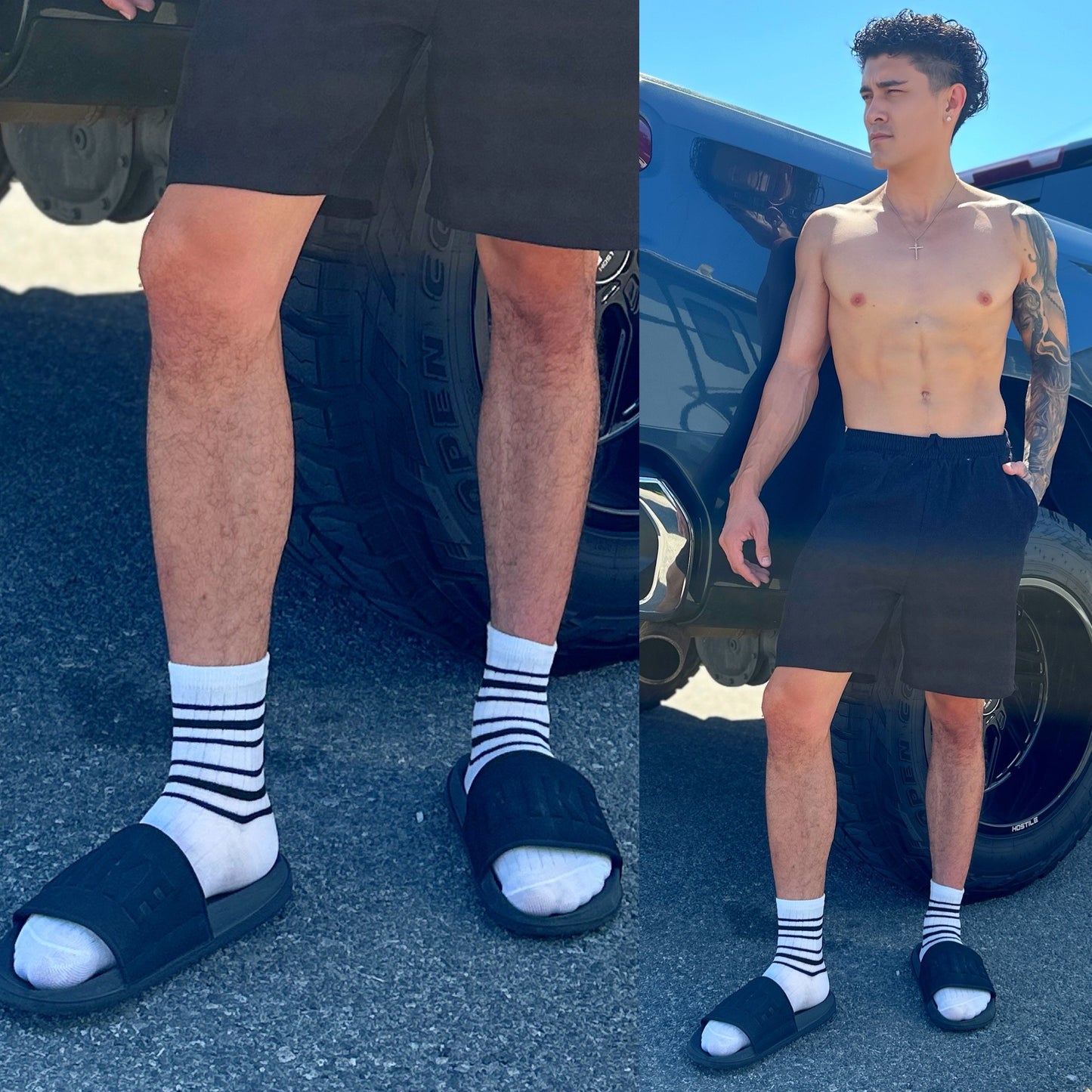 Black & White Striped Ankle Socks