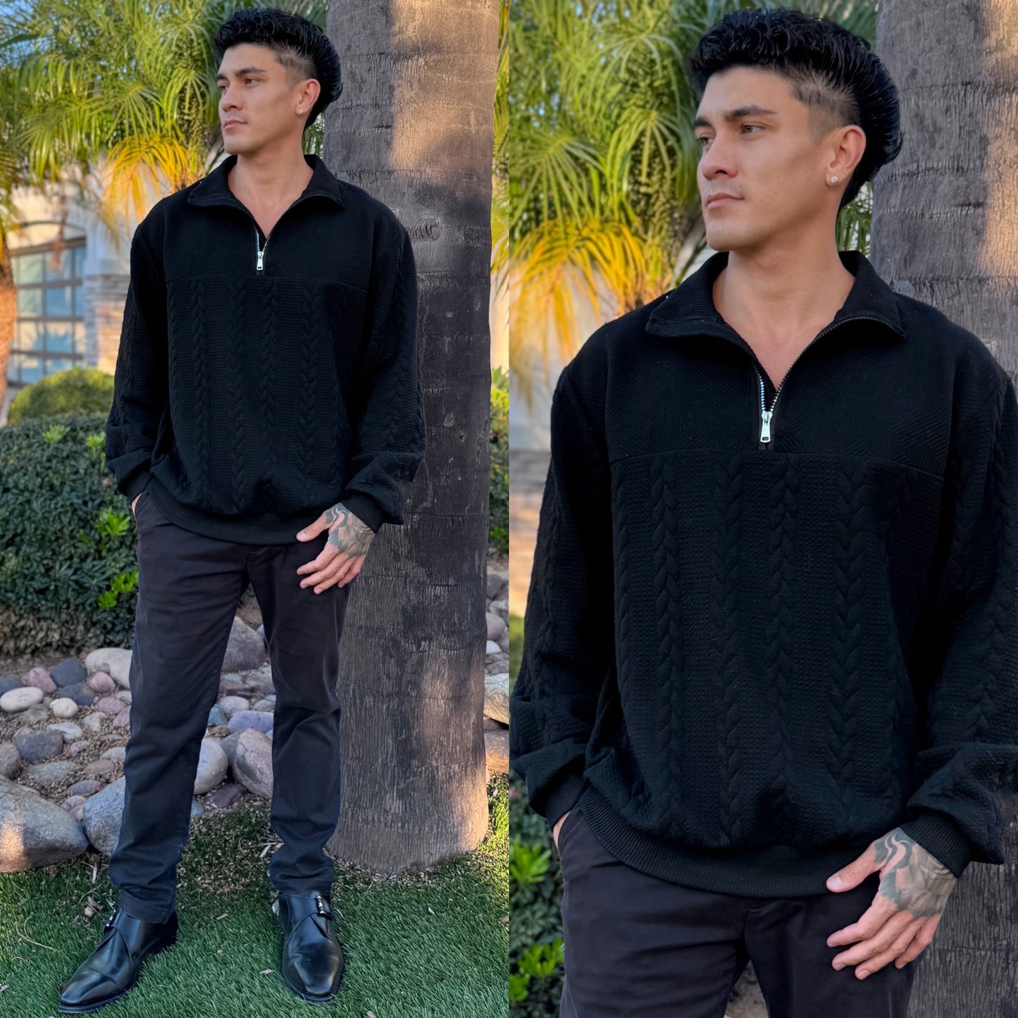 Black Quarter-Zip Sweatshirt