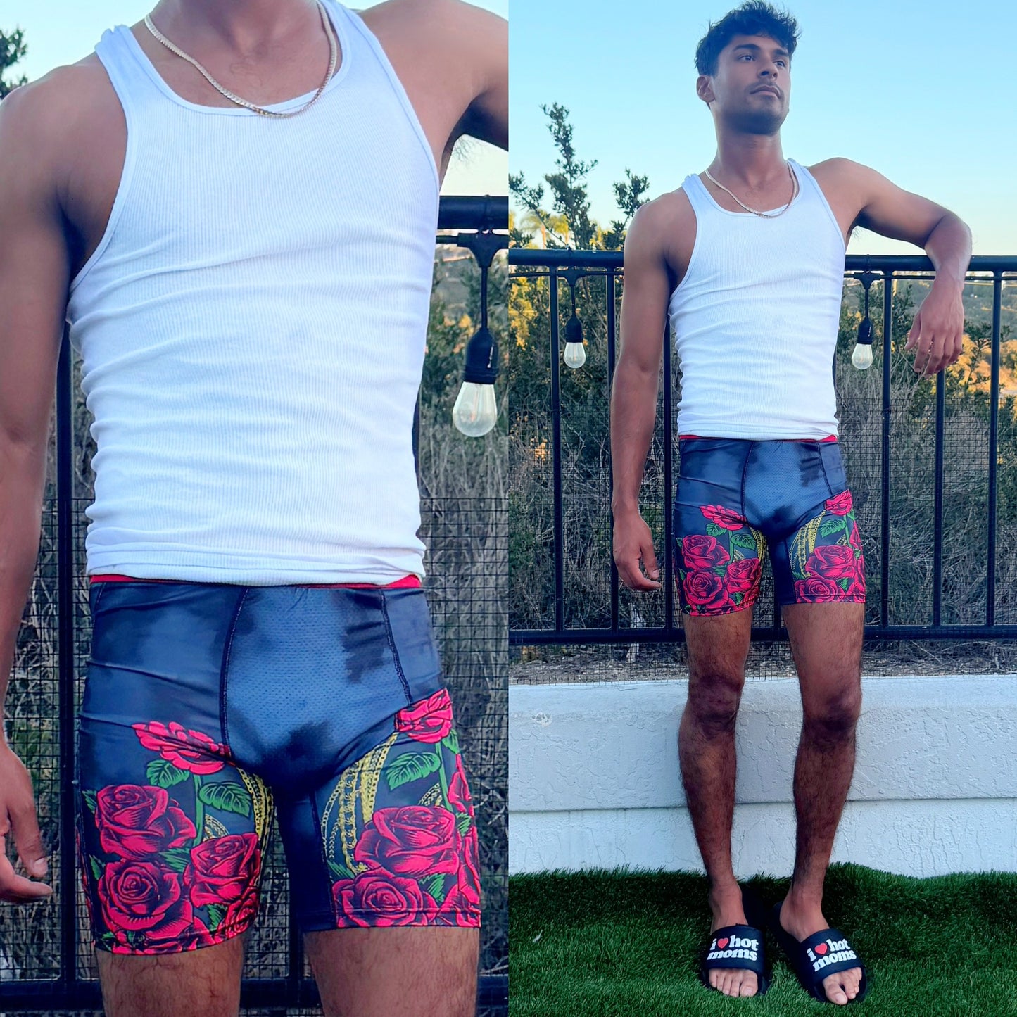 Chicano Chains & Skeleton Roses Boxers, close-up, nico