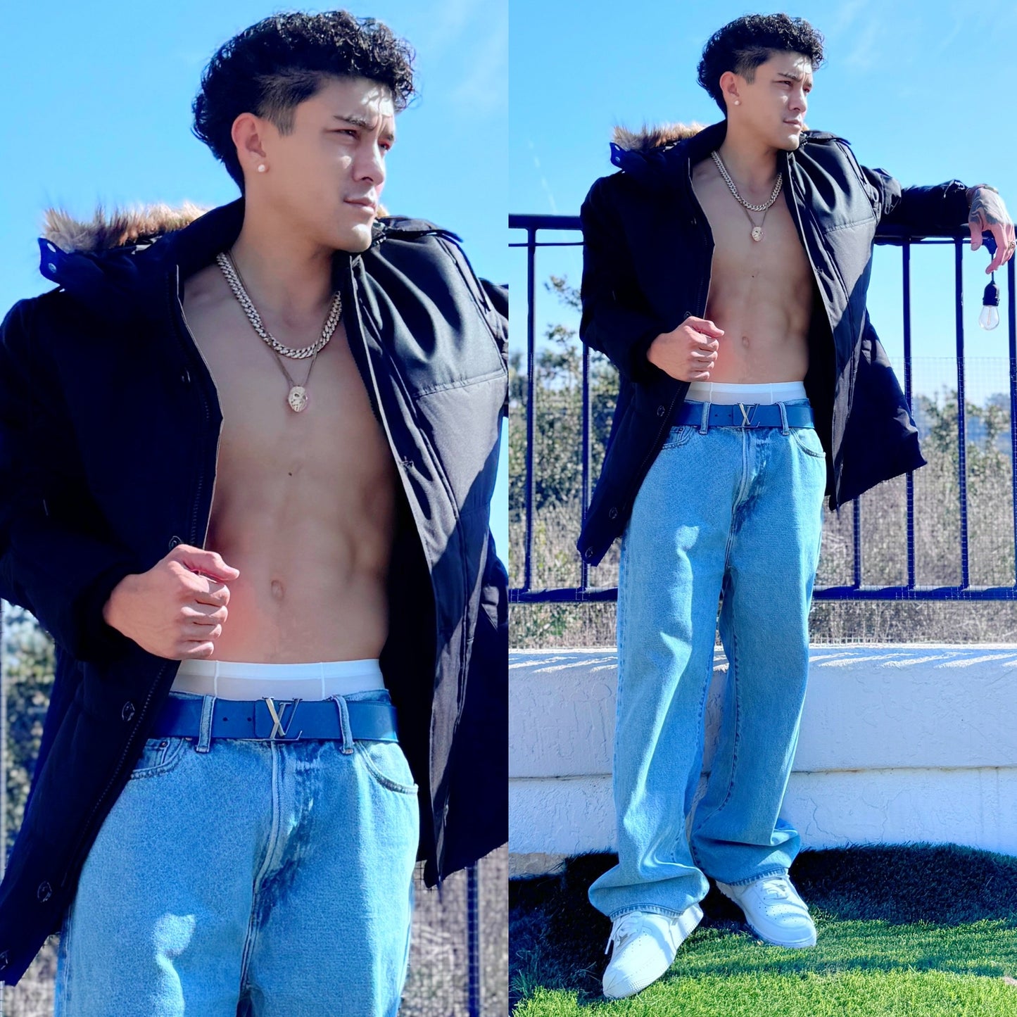 Black Cold Cali Winter Parka Jacket, front color