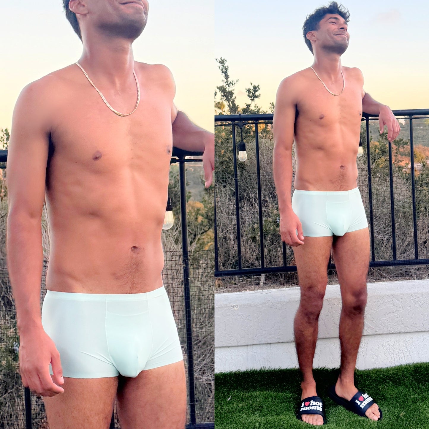 Lagoon Green Boxer Briefs, nico shirtless male model, front