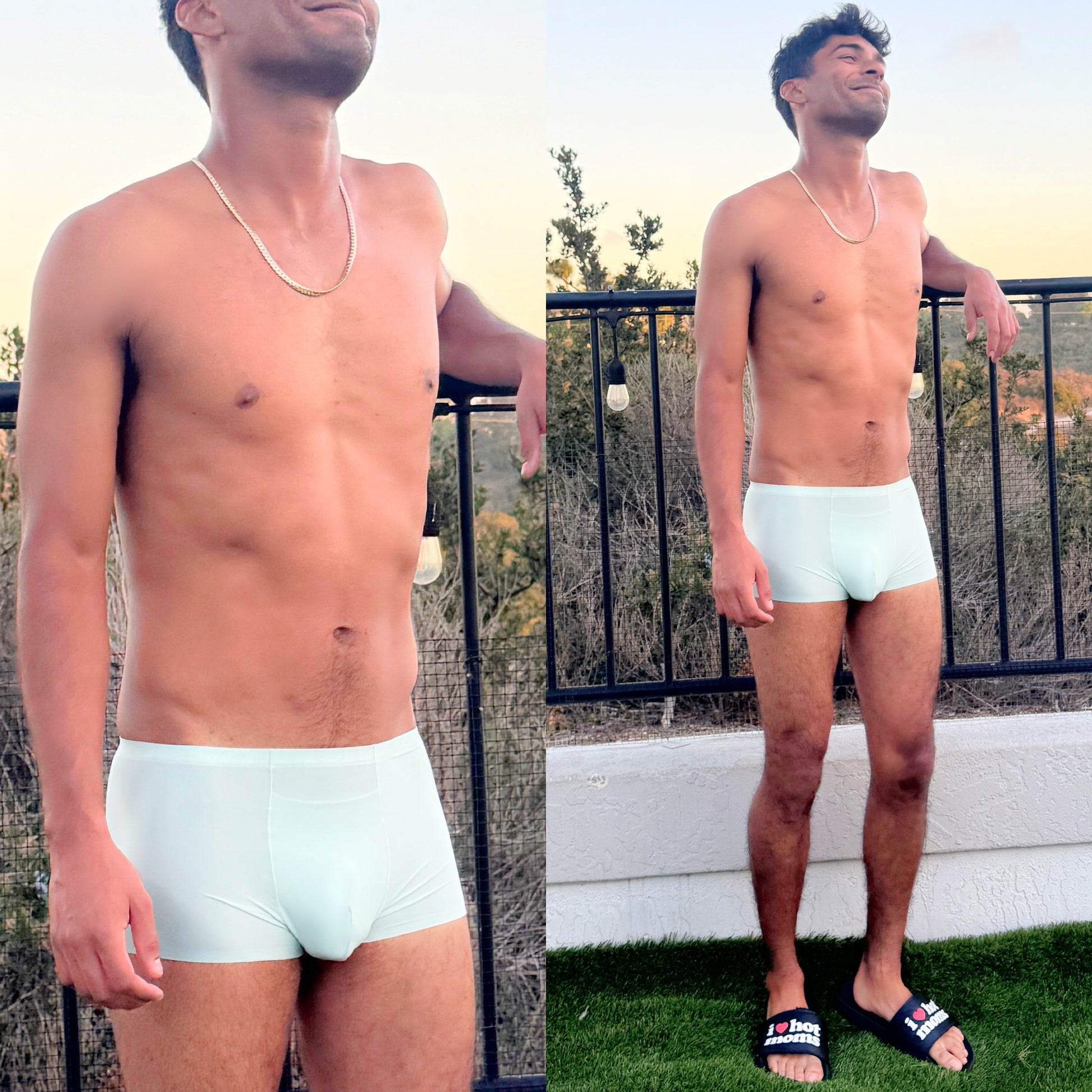 Lagoon Green Boxer Briefs, nico shirtless male model, front