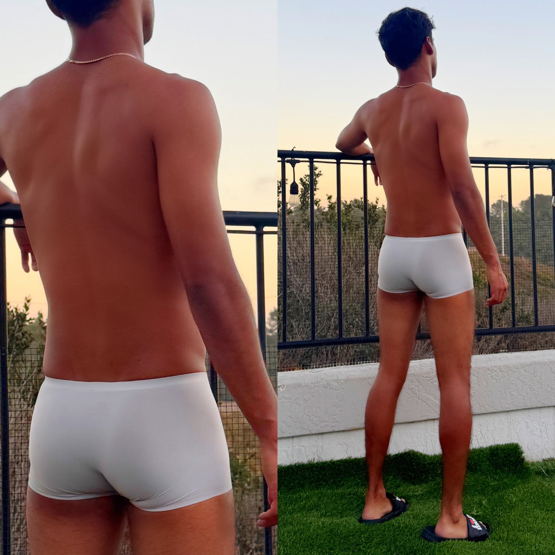 Lagoon Green Boxer Briefs, nico shirtless male model, back