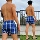 Ocean Blues Plaid Checkered Boxer Shorts, back