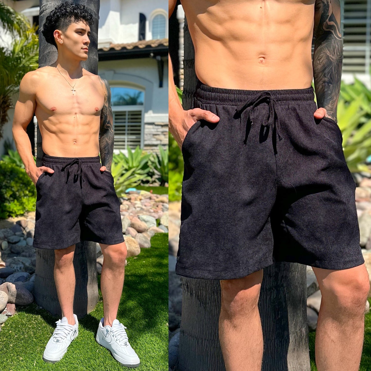 Huntington Beach Black Corduroy Shorts, Color