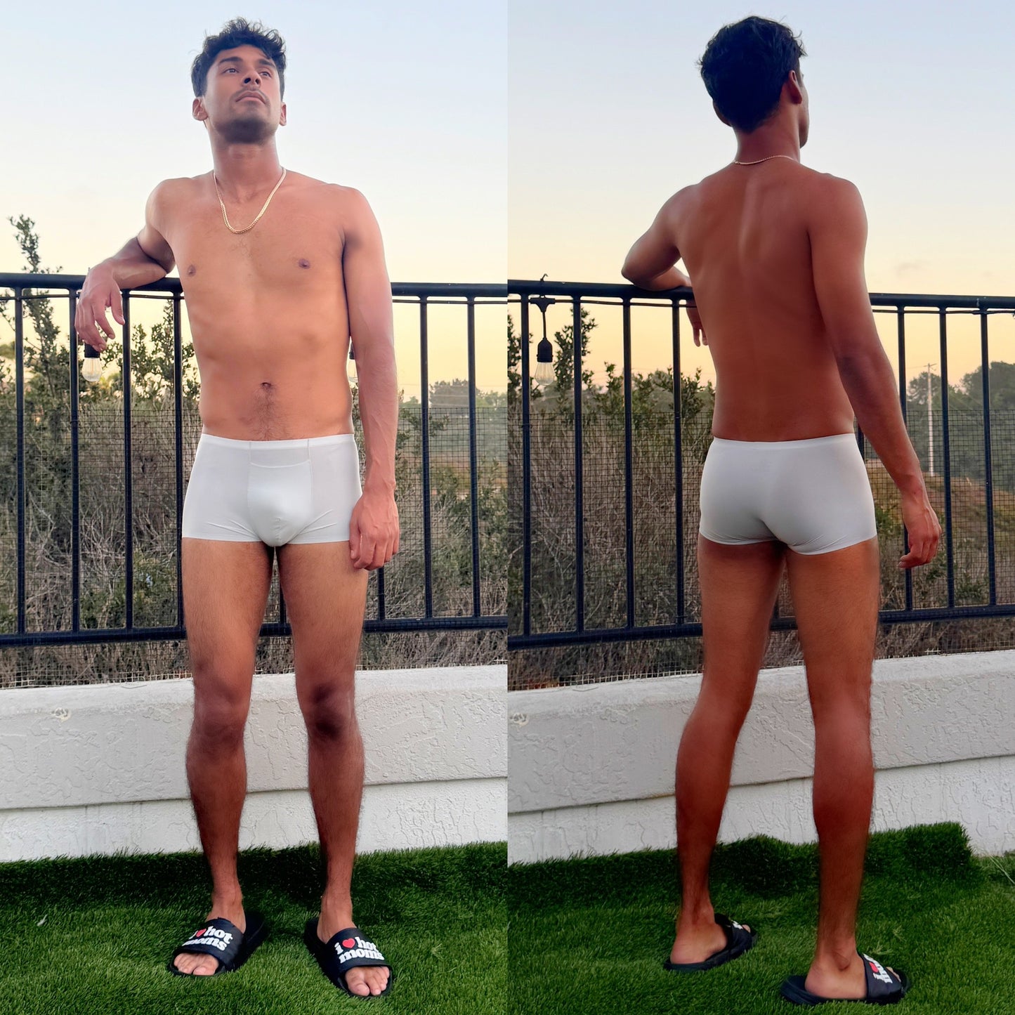 Lagoon Green Boxer Briefs, nico shirtless male model, both