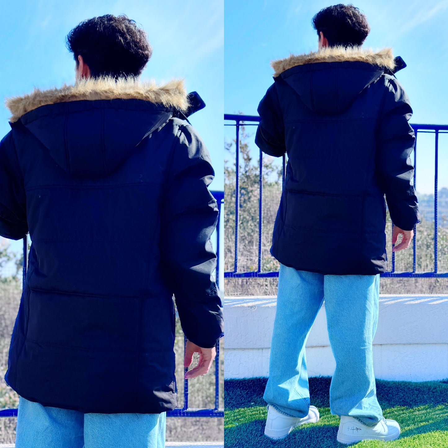 Black Cold Cali Winter Parka Jacket, back