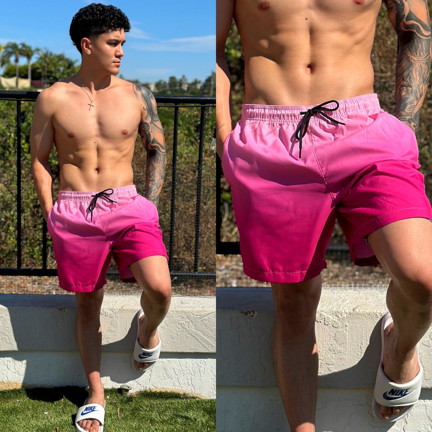 Cotton Candy Pink Ombre Board Shorts