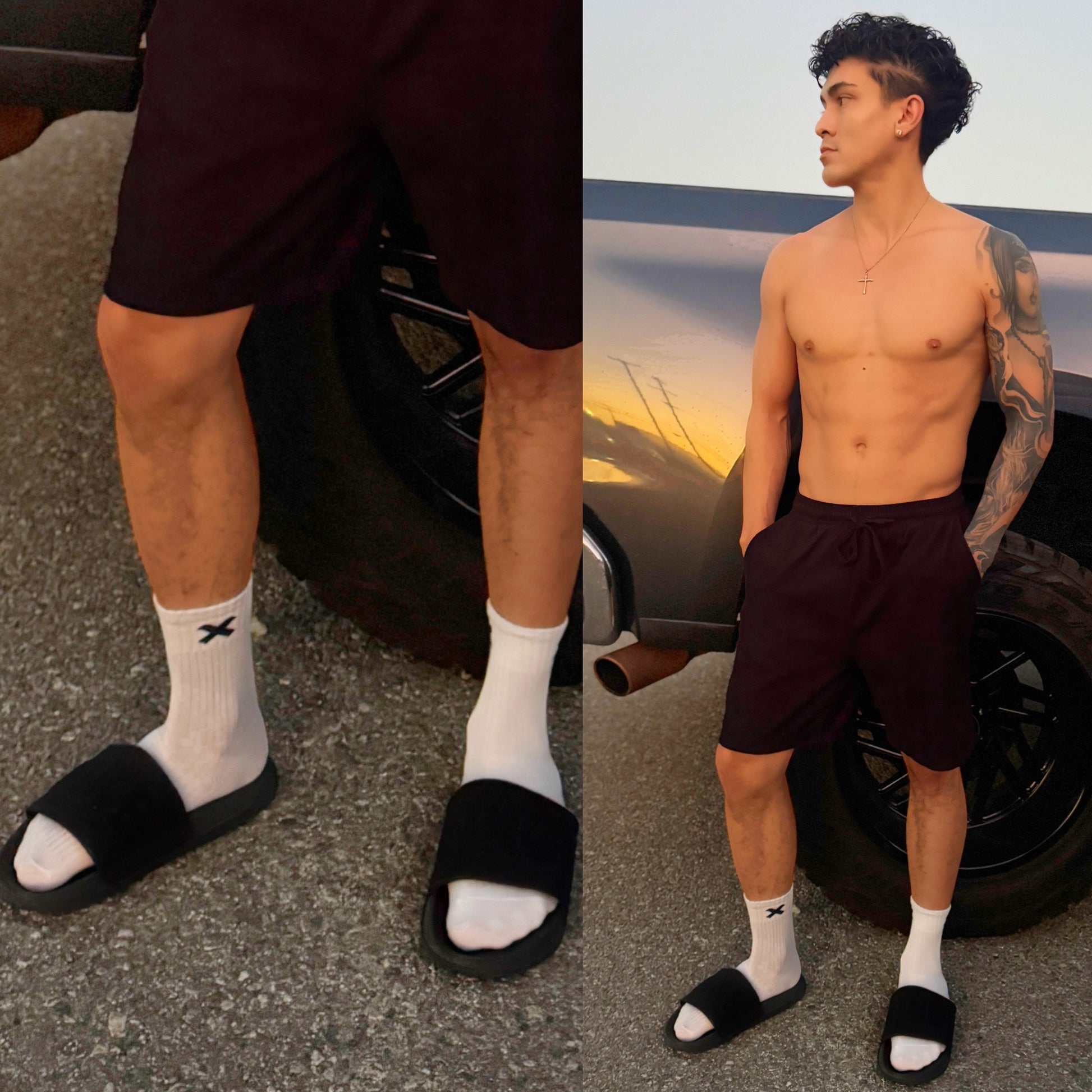 Urban X-Treme White Crew Socks front side 