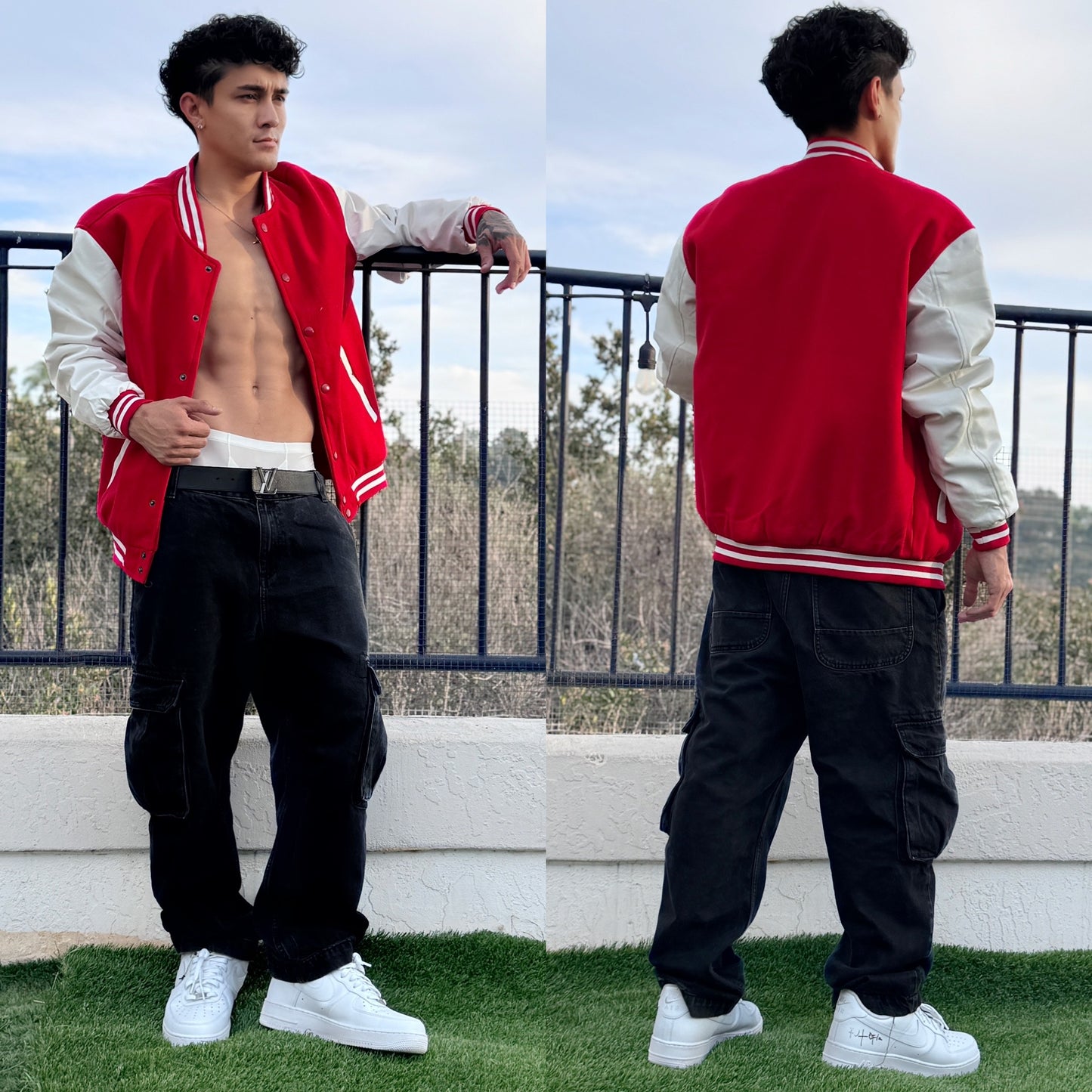 Red Varsity Letterman Jacket, color detail