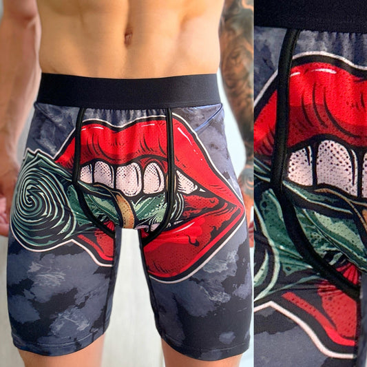 Grey Money Mouth Boxers, Front Side Close-Up
