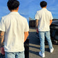 Nautical Knit White Polo Shirt, back side