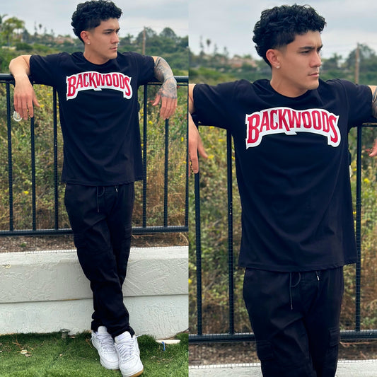 Black Backwoods Graphic Tee Crew Neck T-Shirt