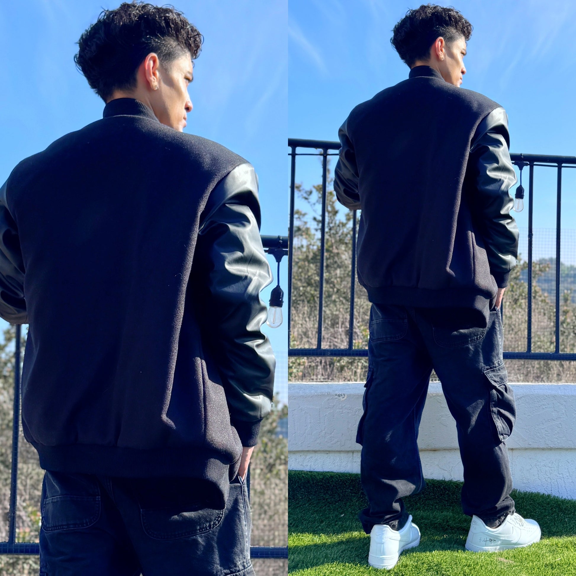 Black Varsity Letterman Jacket, detail, color