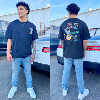 Black Cosmic Drip Crew Neck T-Shirt, detail