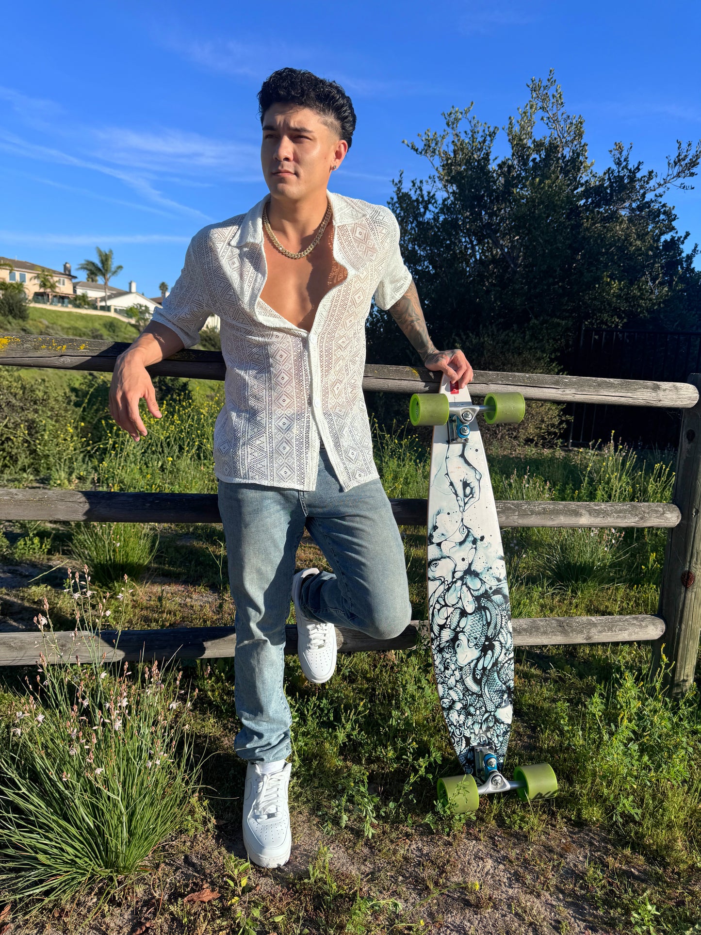 White Maverick Sheer Short Sleeve Button Up Shirt
