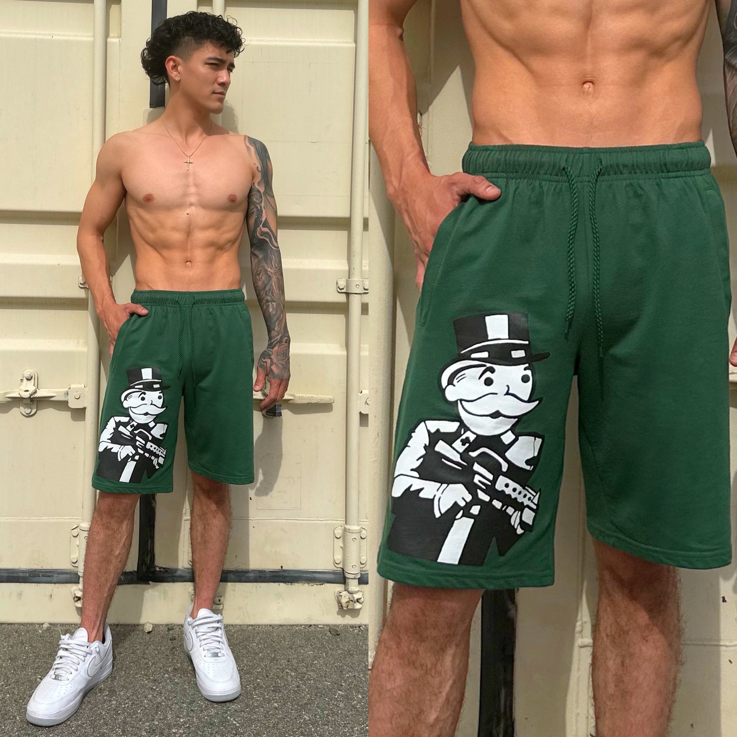 Green Monopoly Sweat Shorts 🎲 💸