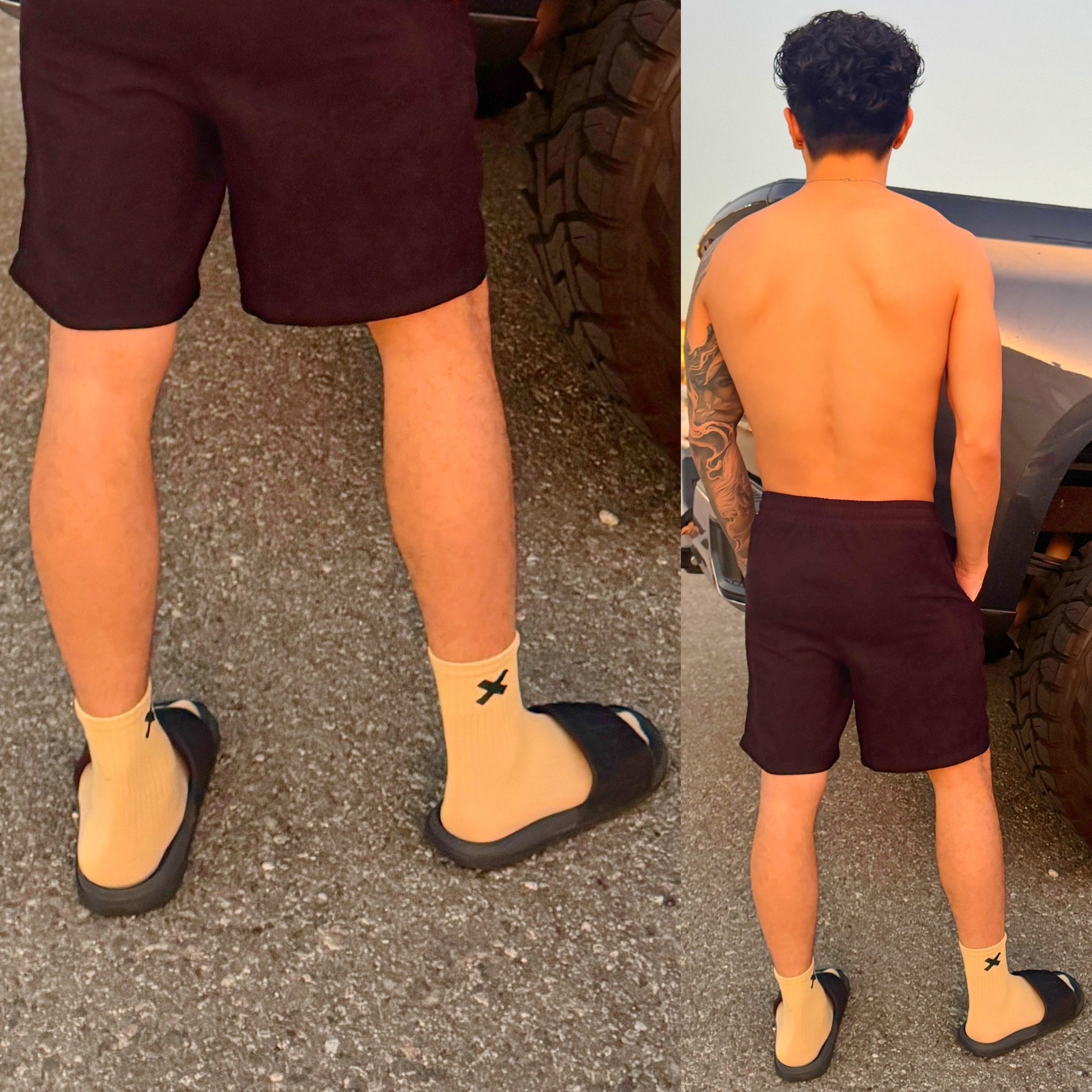 Urban X-Treme Tan Crew Socks, back side