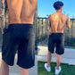 Black Aztec Wave Shorts, back side