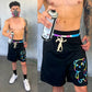 Black Neon Teddy Bear Sweatshorts, Front Side