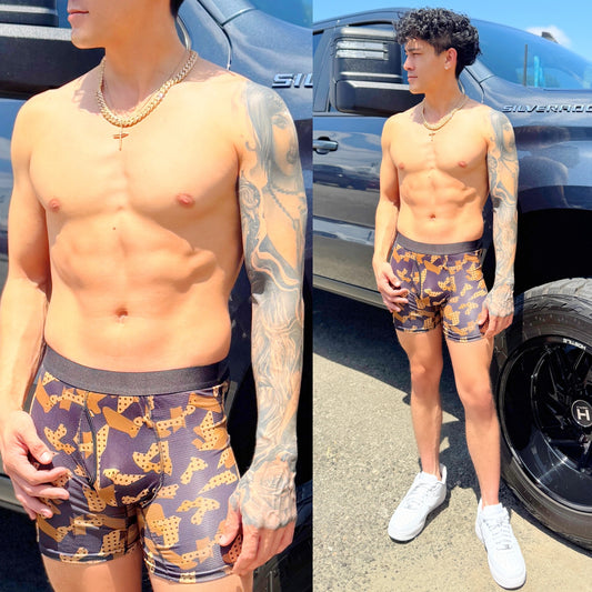 Gold Camo Boxer Briefs, front side