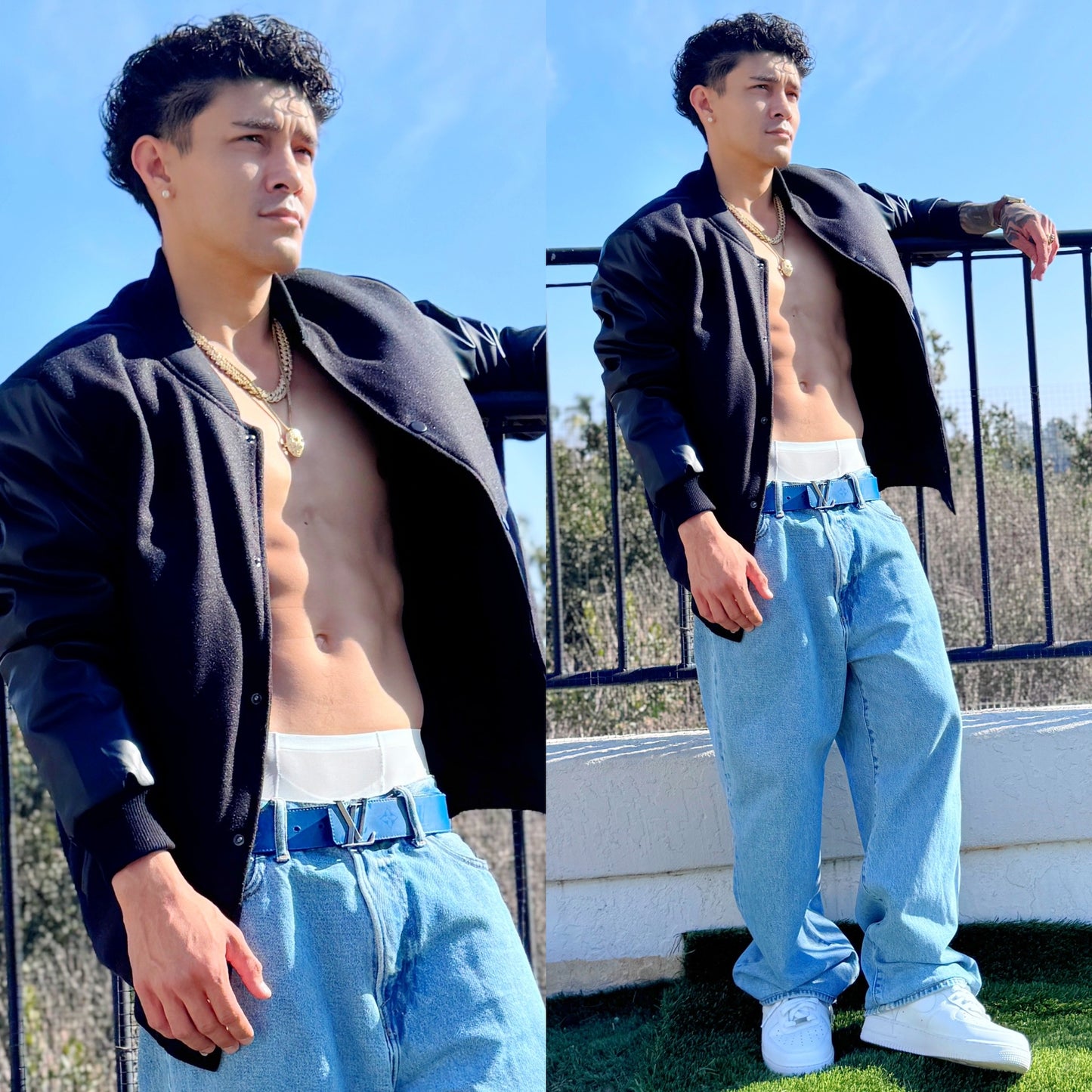 Black Varsity Letterman Jacket, color front side