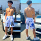 "Ride Or Die" Skull & Crossbones White Sweatshorts, Close-Up