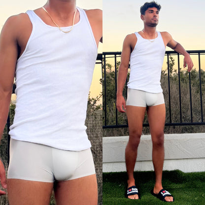 Nico Mendoza in Strands of Silver Boxer Briefs, front side 