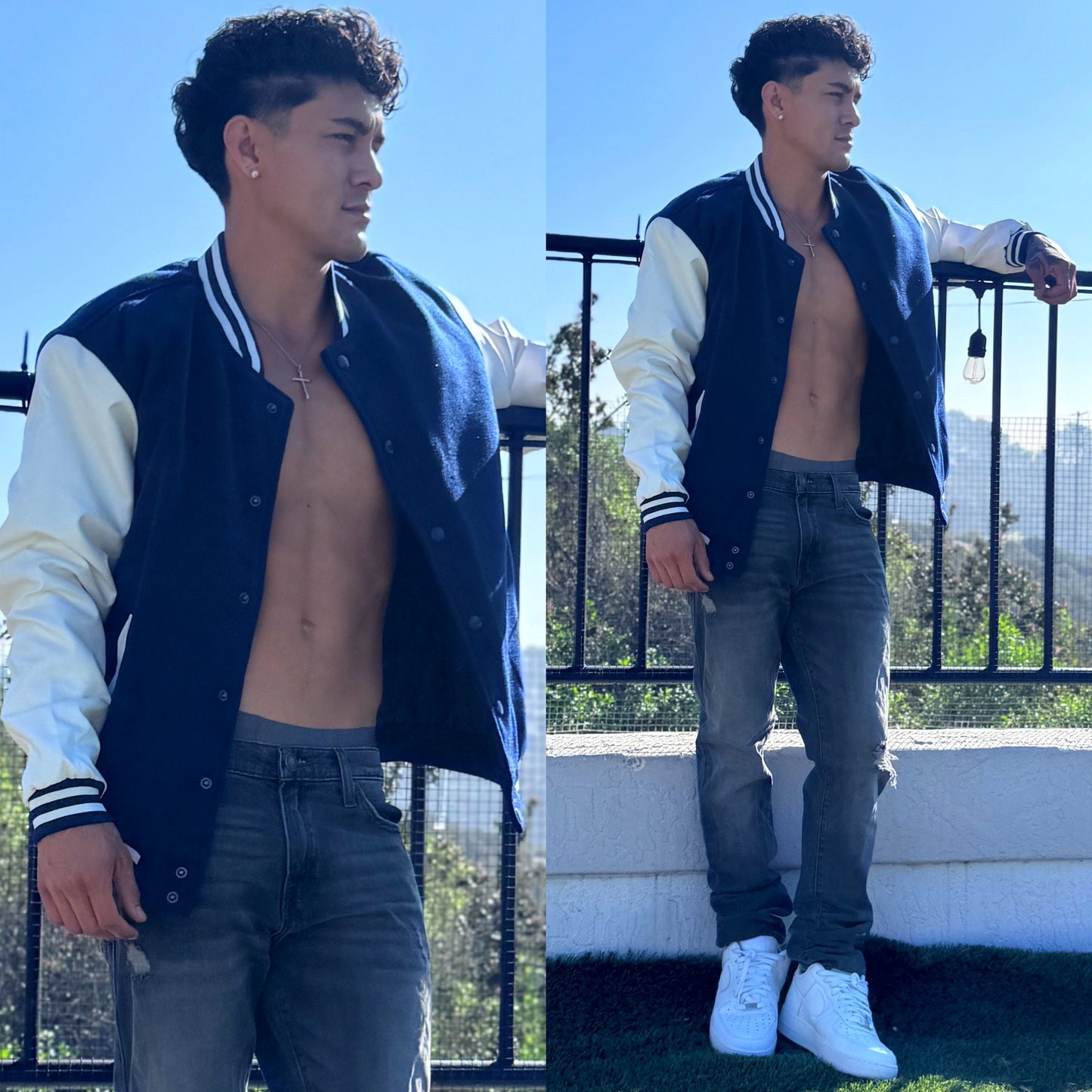 Dark Blue Varsity Letterman Jacket