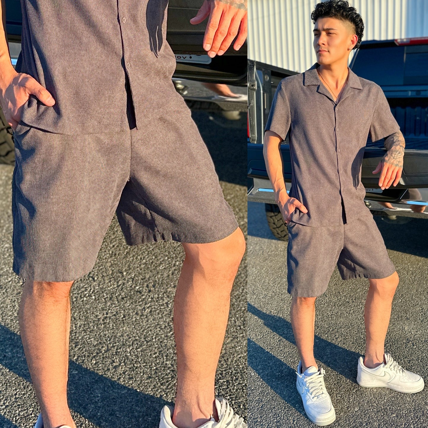 Urban Ash Grey Corduroy Shorts, Color