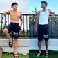 Hoochie Daddy Black Sweatshorts, compare models Tristan Wesson and Nico Mendoza