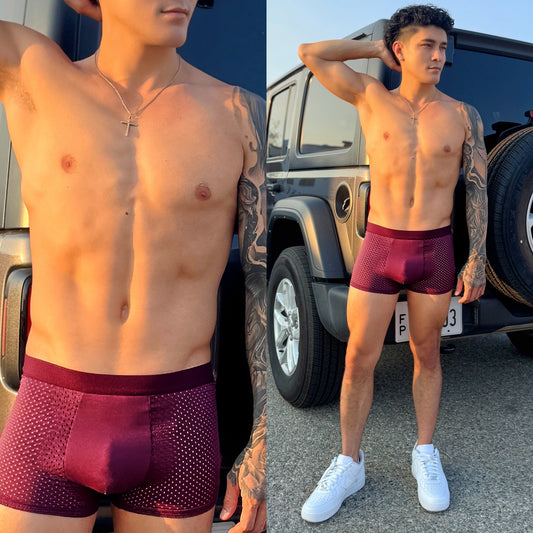 Plum Purple Mesh Boxer Briefs, front side