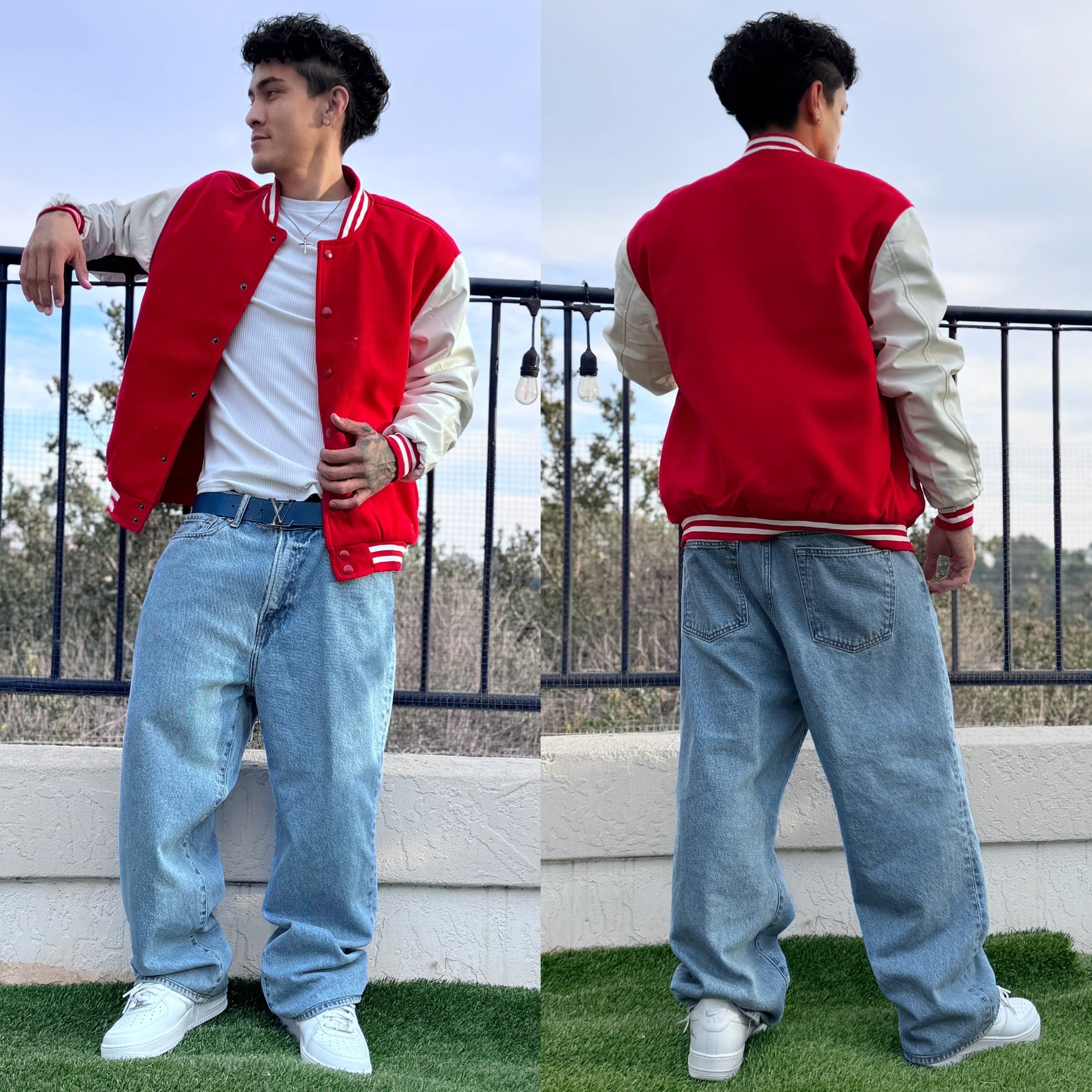 Red Varsity Letterman Jacket, color close-up