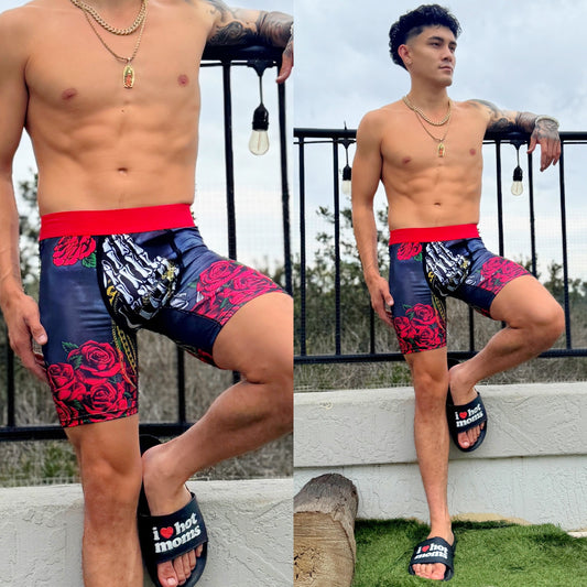 Chicano Chains & Skeleton Roses Boxers, front side