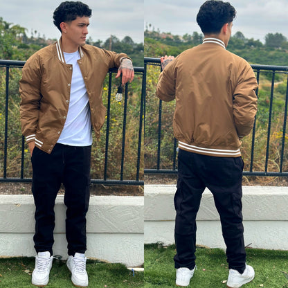 Milk Chocolate Windbreaker Bomber Jacket