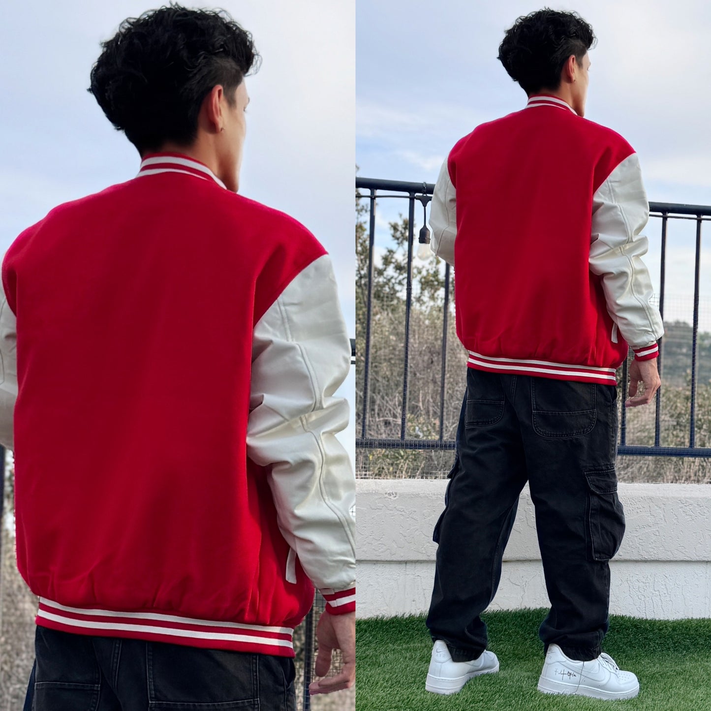 Red Varsity Letterman Jacket, back side color