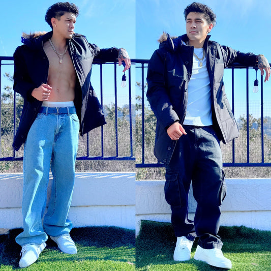 Black Cold Cali Winter Parka Jacket, front