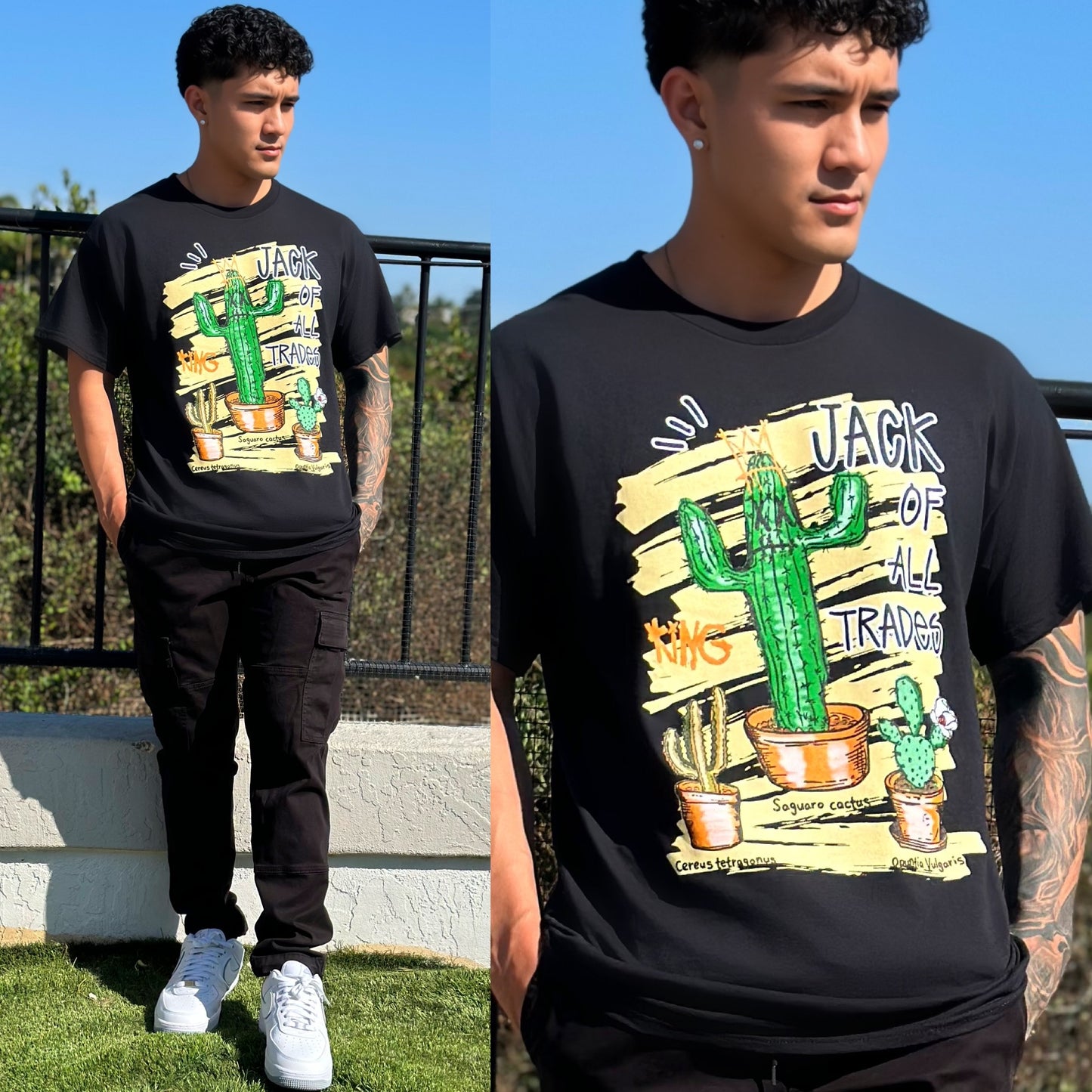 Jack of All Trades Graphic Tee Cactus Crew Neck T-Shirt, Printed in the USA  🇺🇸