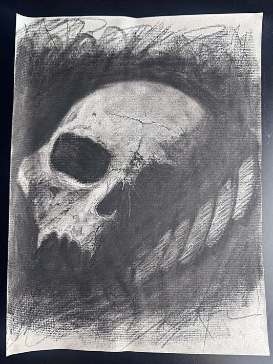 “A Skull from the Werewolf’s Den” — Original One-of-a-Kind Charcoal Comic Book Sketch