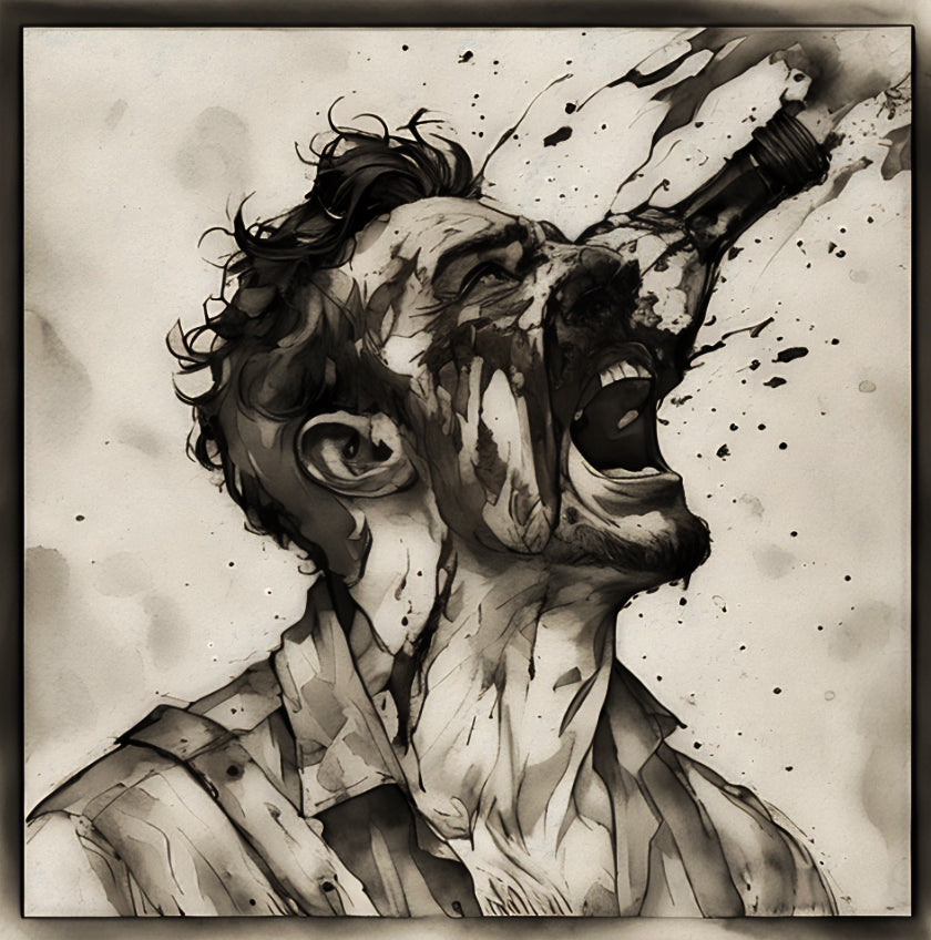 “The ‘Known Nothing’ Man & The Milkman’s Glass Bottle” — Original One-of-a-Kind Charcoal Comic Book Sketch